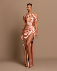 Light Peach Satin Dress