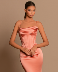 Peach Satin Dress