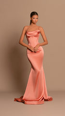 Peach Satin Dress