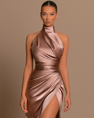 Brown Satin Dress
