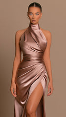 Brown Satin Dress