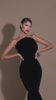 Velvet strapless gown