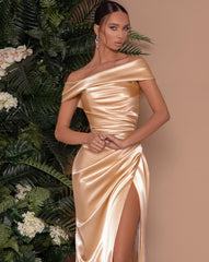 Graceful Blush Satin Dress