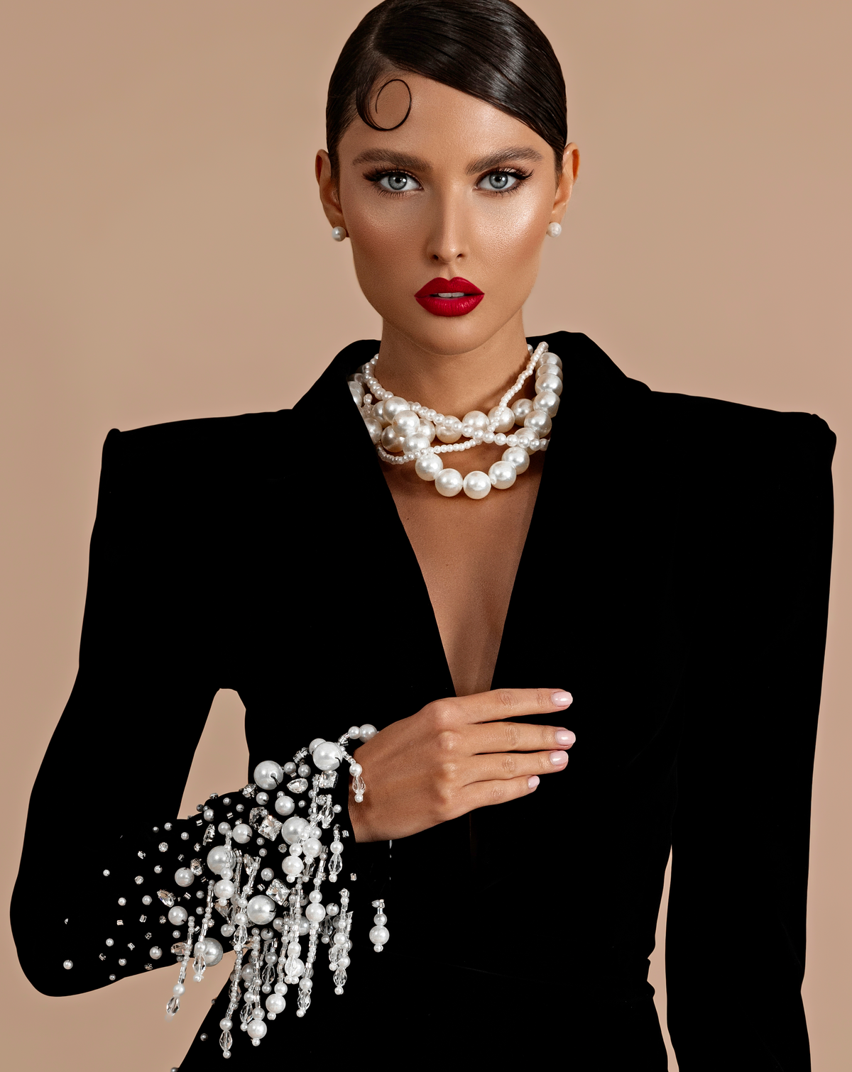 Beaded Velvet Mini Blazer Dress