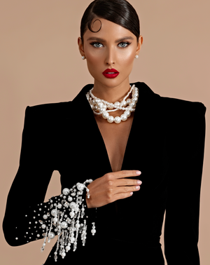 Beaded Velvet Mini Blazer Dress