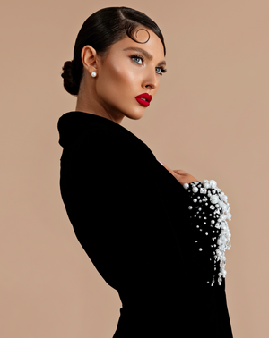 Beaded Velvet Mini Blazer Dress