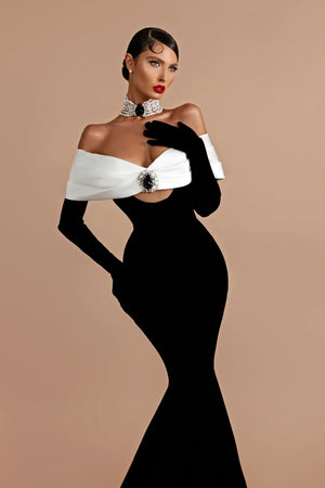 Black & White Velvet Gown