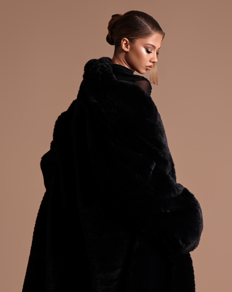 Black Faux Fur Coat