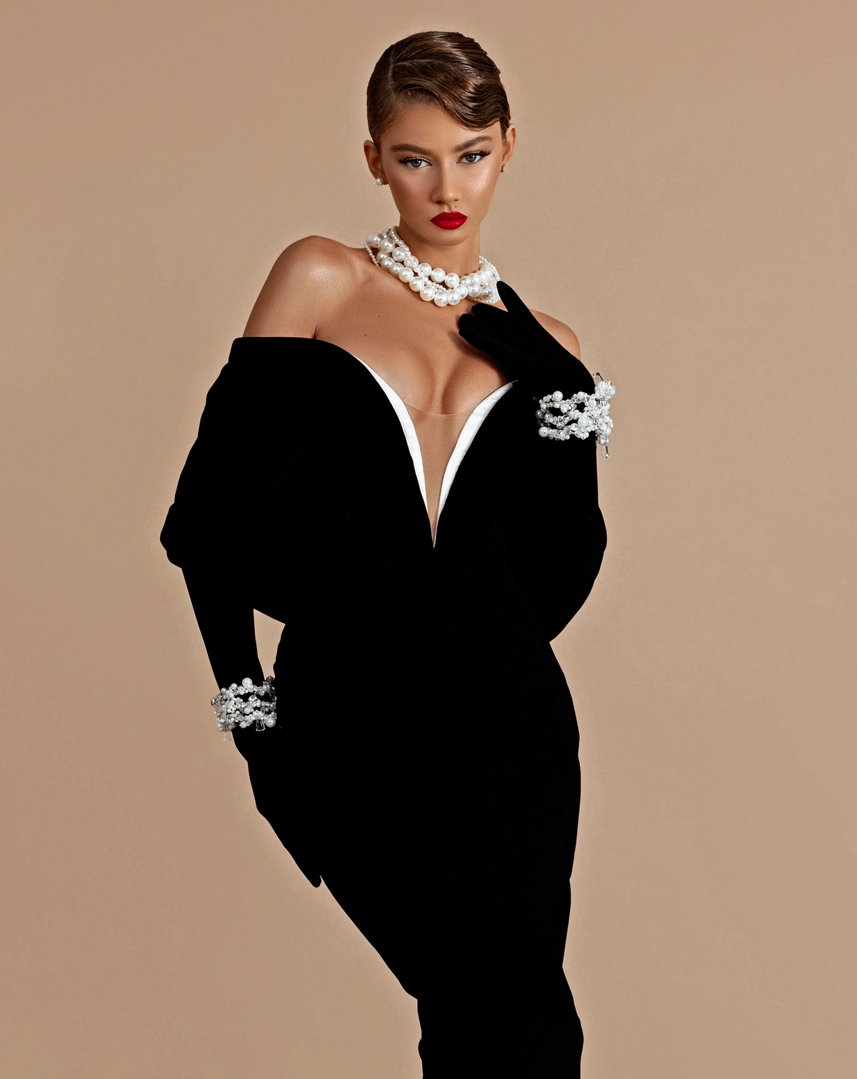 Off the shoulder hourglass gown