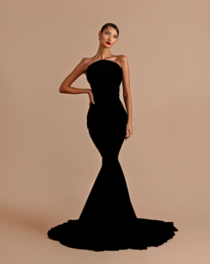 Velvet strapless gown
