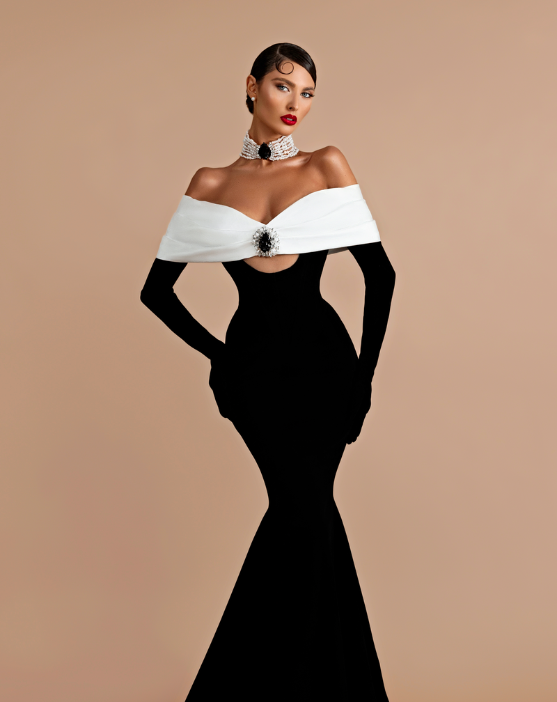 Black & White Velvet Gown