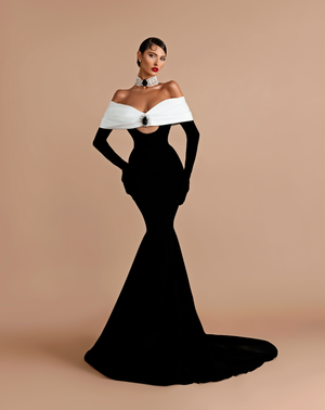 Black & White Velvet Gown