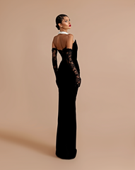 Velvet Strapless with Lace Gloves