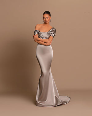 Gray Satin Dress