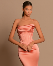 Load image into Gallery viewer, Peach Satin Dress
