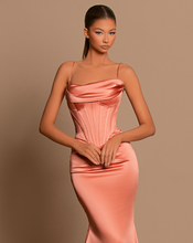 Load image into Gallery viewer, Peach Satin Dress
