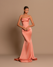 Load image into Gallery viewer, Peach Satin Dress
