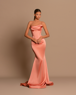 Peach Satin Dress
