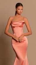 Load image into Gallery viewer, Peach Satin Dress
