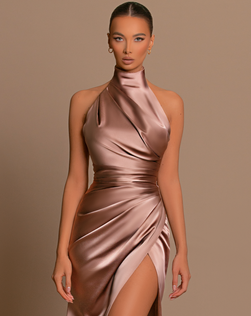 Brown Satin Dress