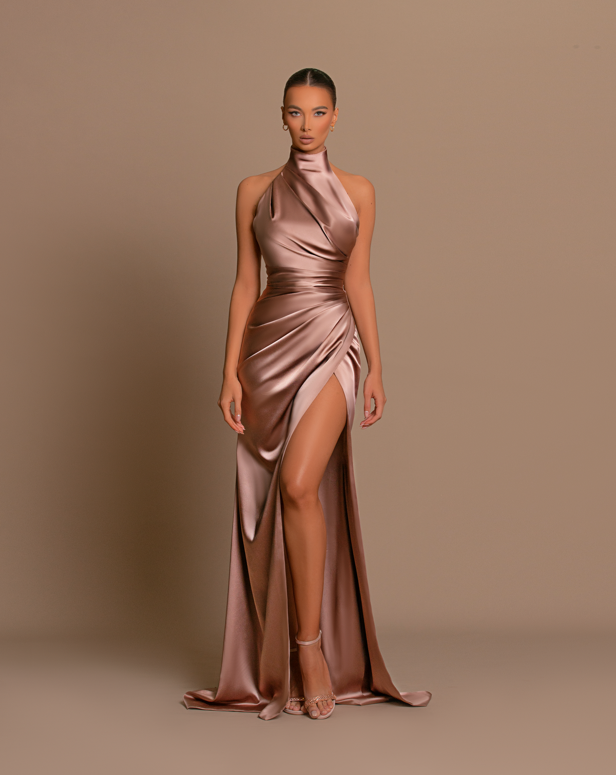 Brown Satin Dress
