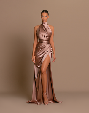 Brown Satin Dress