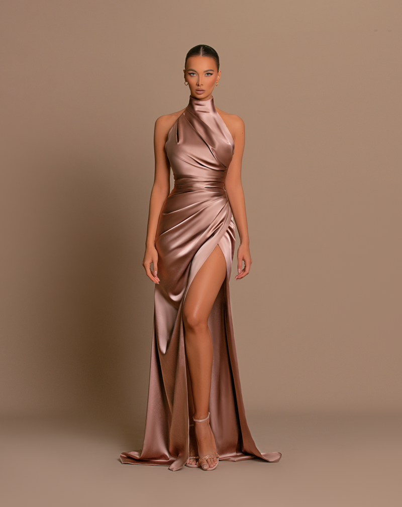 Brown Satin Dress
