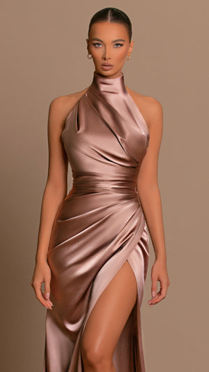Brown Satin Dress