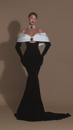 Black & White Velvet Gown