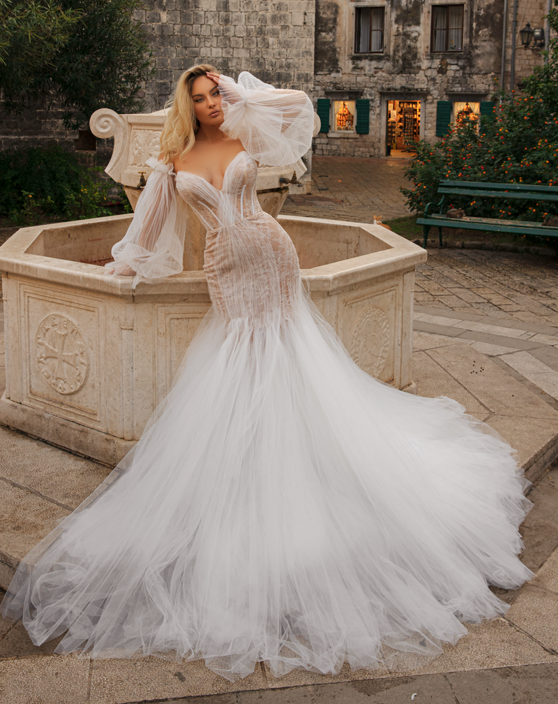 Robe de Mariee en Tulle et Dentelle Française