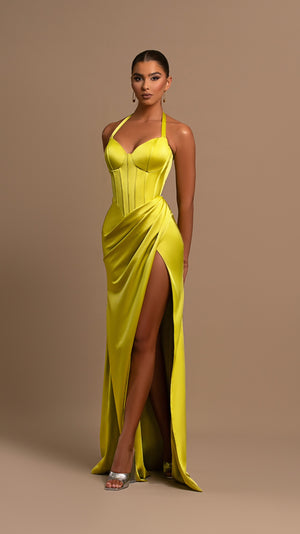 Lime Satin Dress