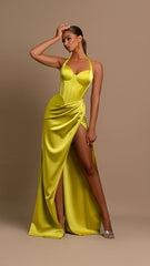 Lime Satin Dress