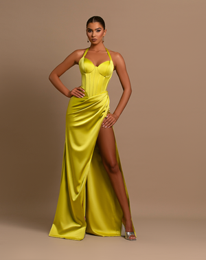 Lime Satin Dress