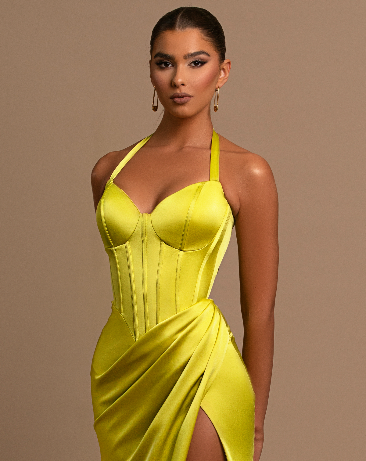 Lime Satin Dress