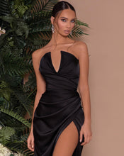 Load image into Gallery viewer, Sleek Satin Black Dress
